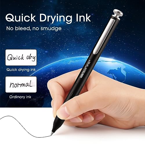 Image of WRITECH Gel Pens Fine Point: Premium Metal Barrel Retractable 0.7mm Black Ink Pen 2ct with 2 Refills No Smear & Bleed Quick Dry Smooth Writing Silent Click Luxury Up-Gel