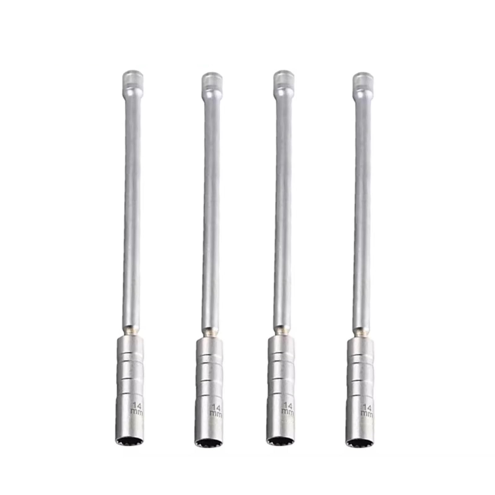 Herramienta De Extracción Enchufe Encendido 14mm 1-4 Uds Magnética Larga para Enchufe Bujía Llave Giratoria Delgada para Enchufe De Pared Bujía Giratoria Flexible