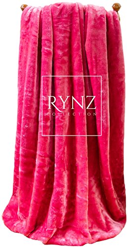 Piel sintética de visón, 13 colores, grandes y Xtra grande 2 – 3 plazas Sofá/cama Manta – por rynz colección (TM), tela, Rosa, L (150 x 200 cm)