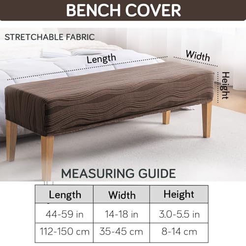 Image of HOKIPO 200gsm Knitting Jacquard Bench Cover, 'Nestiva Series', Chocolate Brown (AR-6237-BR)