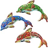 John's Studio Dolphin Wall Decor Outdoor Metal Fish Sea Hanging Art Sculptures Home Ocean Theme Decorations for Living Room, Bedroom, Yard, Fence and Patio - 3 PCS