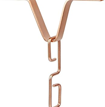 Gralara Rain Chain Gutter Adapter, Rain Chain Hook, V Shaped Installation Outside Hardware Iron Connector, V Shaped Hook Hanger, Copper Color