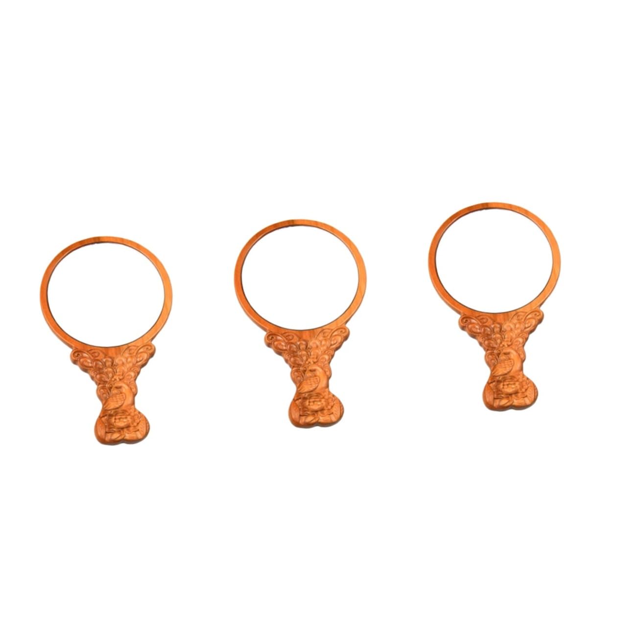 Lot de 3 miroirs pliables en bois de pêcher et bambou pour le maquillage