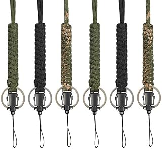 Bememo 6 Pieces Paracord Lanyard Keychain Utility Necklace Rope Cord Wrist Strap Parachute