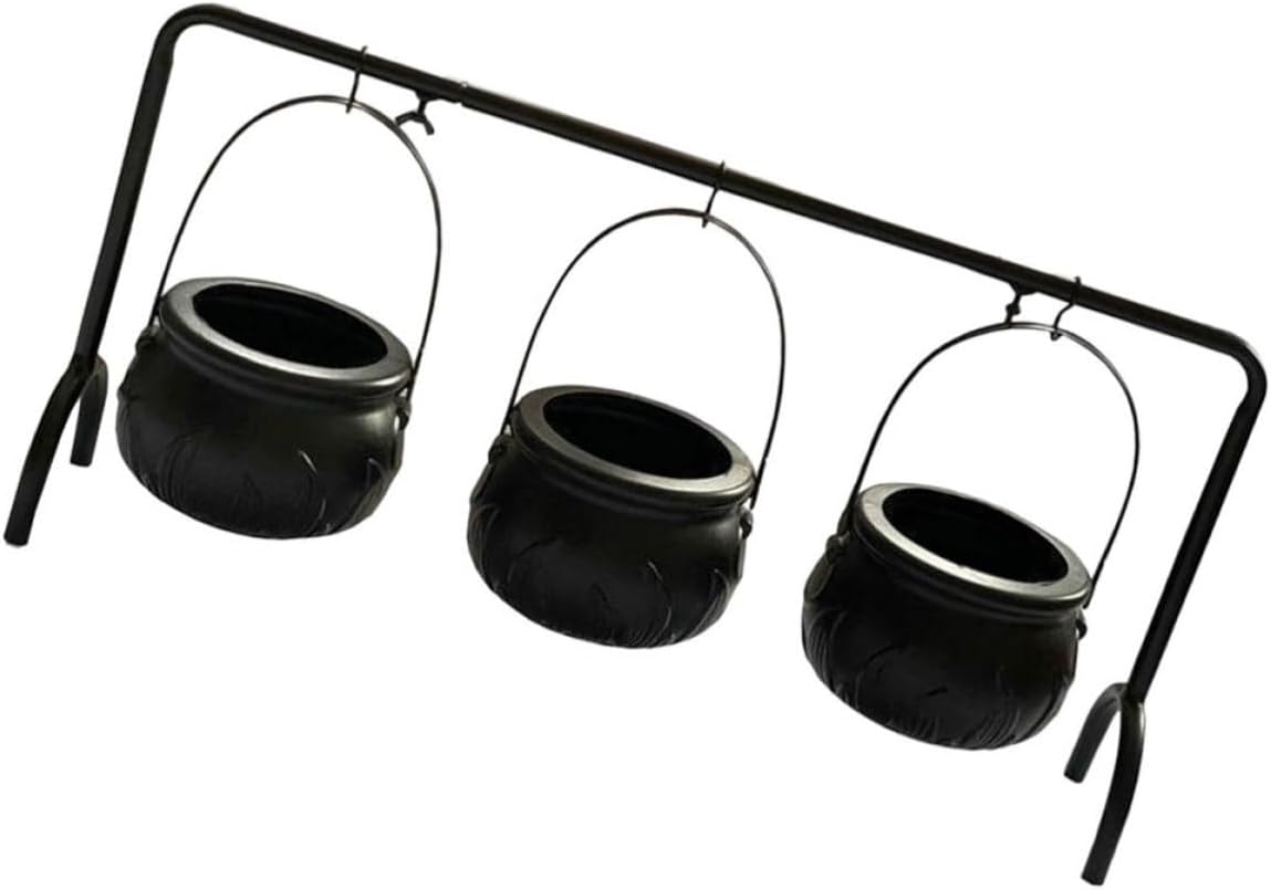 Halloween Witch Candy Bucket Set with Sturdy Iron and Pp Material, Easy to Assemble Black Candy Storage Basket for Halloween Party Decoration and Trick Treating