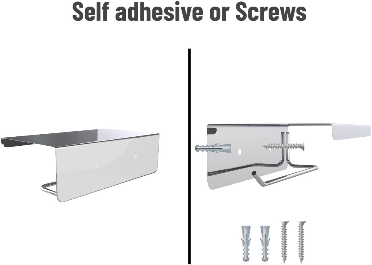 Self Adhesive and Wall Mounting Toilet Paper Holder Stainless Steel (Pack of 2)