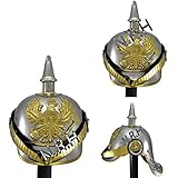 Nautical Replica Hub Pickelhaube, Stahl- und Messinghelm, Preußischen Offizierhelm, Spike-Helm