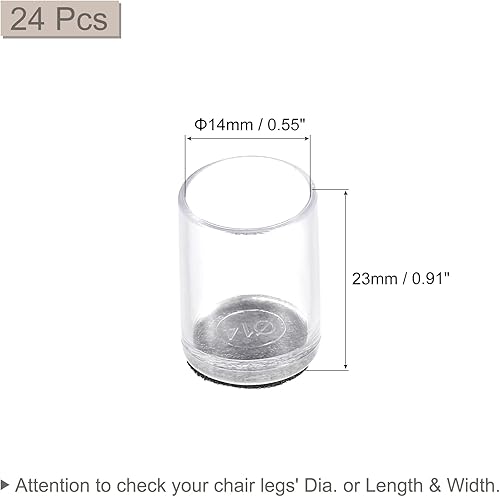 Miniatura 9 de uxcell Protectores de suelo para patas de silla, 24 tapas de PVC y fieltro de 0.63 pulgadas para patas de silla de 0.63 pulgadas (blanco