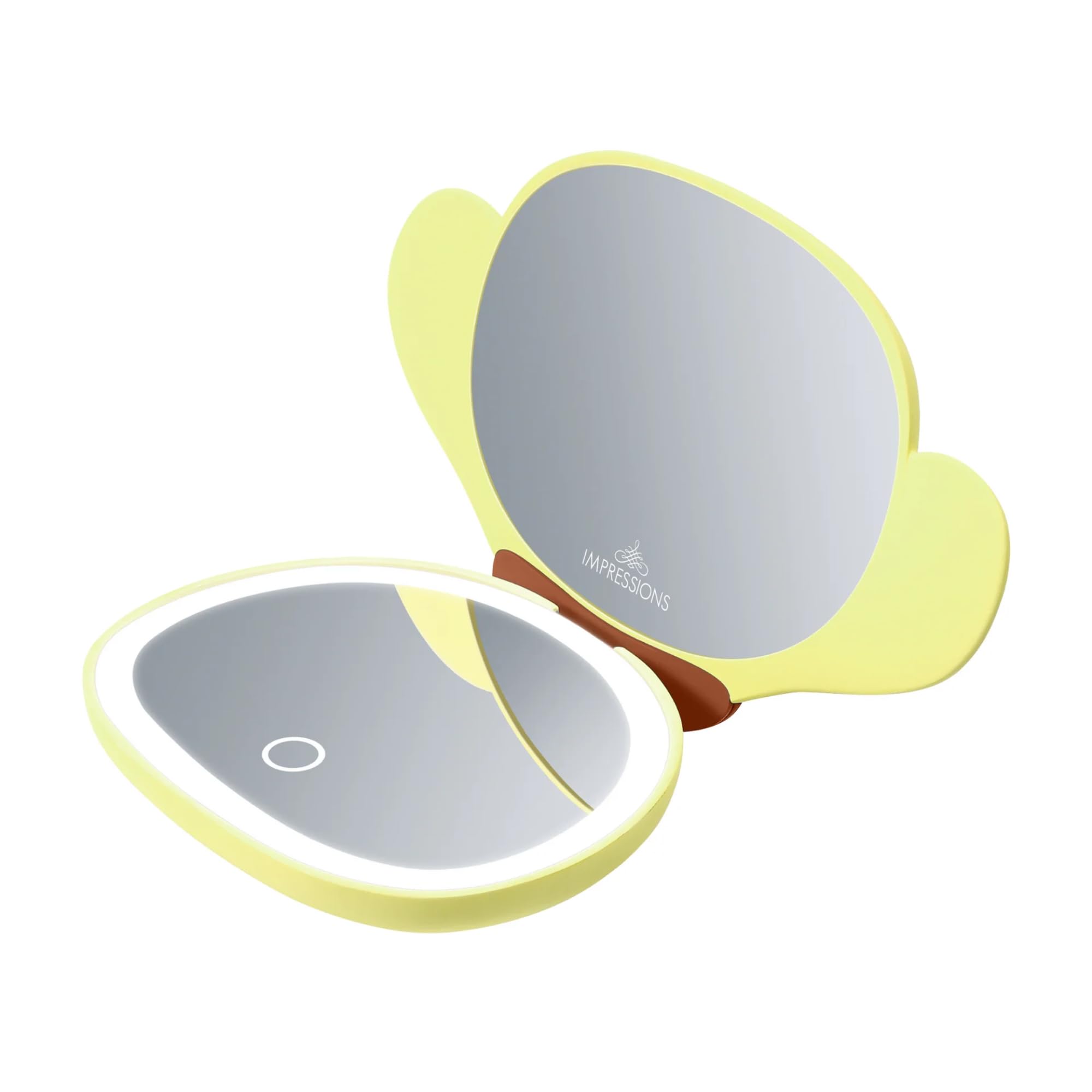 Impressions Vanity Pompompurin - Espejo compacto LED con diseño de figura de Pompompurina, espejo de aumento superior 3X con sensor táctil, acabado aterciopelado suave al tacto con luz LED