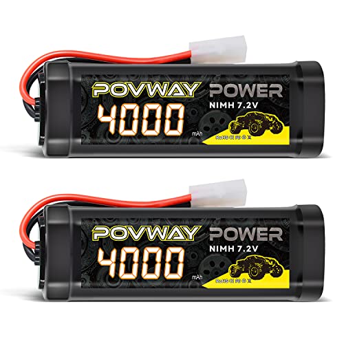 POVWAY 4000 NiMH Akku 4000mAh 7.2V RC Akku mit Tami ya Stecker für RC Autos RC Geländefahrzeuge RC Flugzeuge und Ihre verschiedenen RC Hobbys(2 Packs) Cover