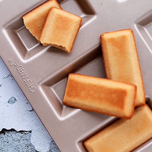 Chefmade Financier Cake Pan, 8-Cup Non-Stick Mini Loaf Pan Carbon Steel Baking Pan (Champagne Gold) #TOP2