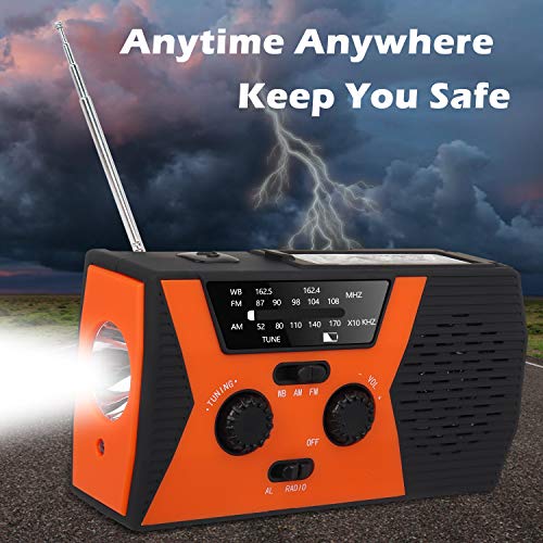 2020 Upgraded Emergency Solar Hand Crank Radio, RegeMoudal Hand Crank AM/FM/NOAA Weather Radio with Flashlight, Reading Lamp, 2000mAh Power Bank,USB Cell Phone Charger and SOS Alarm - Thumbnail 6