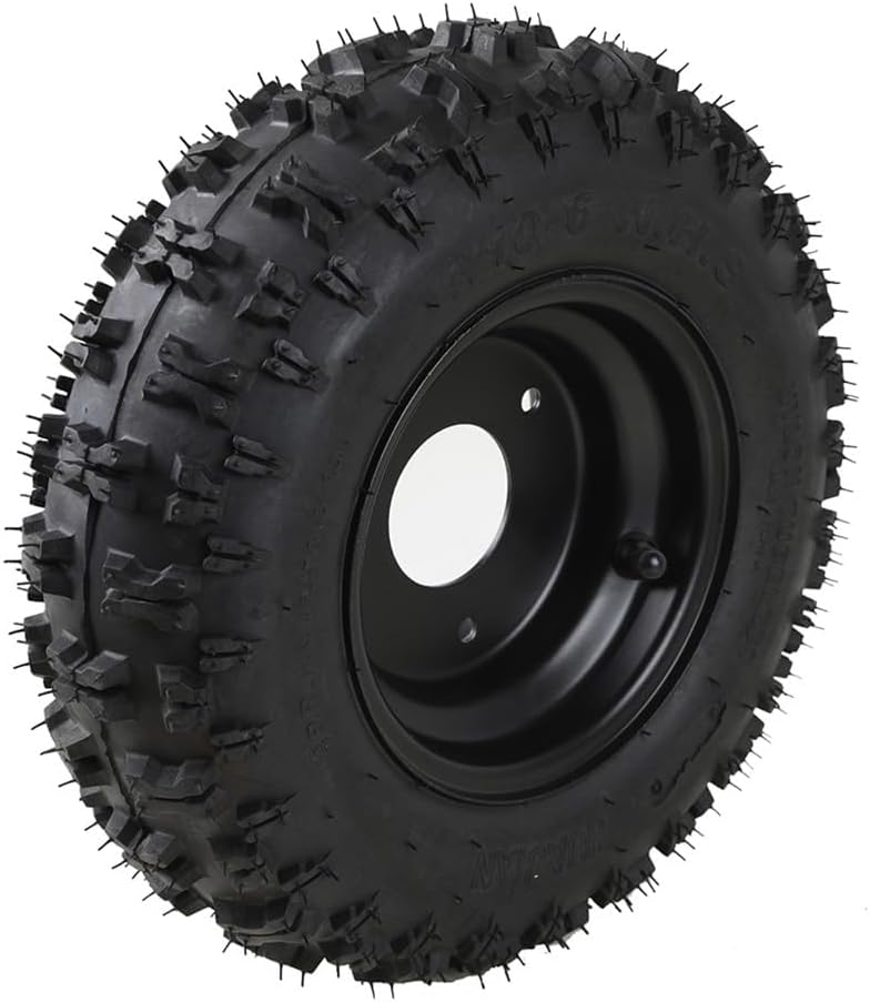6" Go Kart Wheels 4.10-6 Tire on 3-Stud Rim – 2-Pack Mini Bike, ATV, UTV, Drift Trike, Golf Cart, Quad Buggy, Lawn Mower, Dune Moped, 4 Wheeler Off-Road Replacement