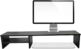 Suporte Para Monitor Elevado Mesa Home Office Setup Gamer Organizador MDF 90cm (Preto)