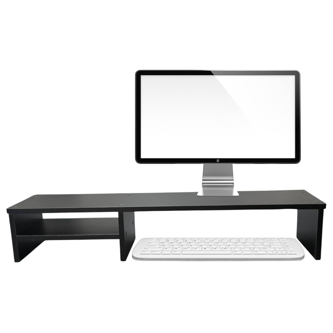 Suporte Para Monitor Elevado Mesa Home Office Setup Gamer Organizador MDF 90cm (Preto)