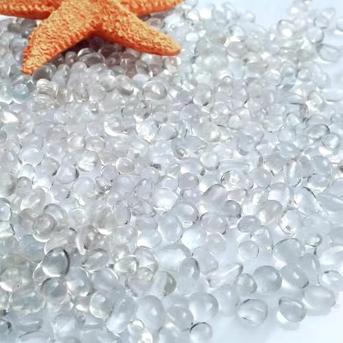 Image of 1 LB (460g) Tumbled Irregular Sea Glass Gemstone Chips, Clear | Crystal Clear, Premium Polished, Safe Non-Toxic Material, Ideal for DIY Crafts & Decorations