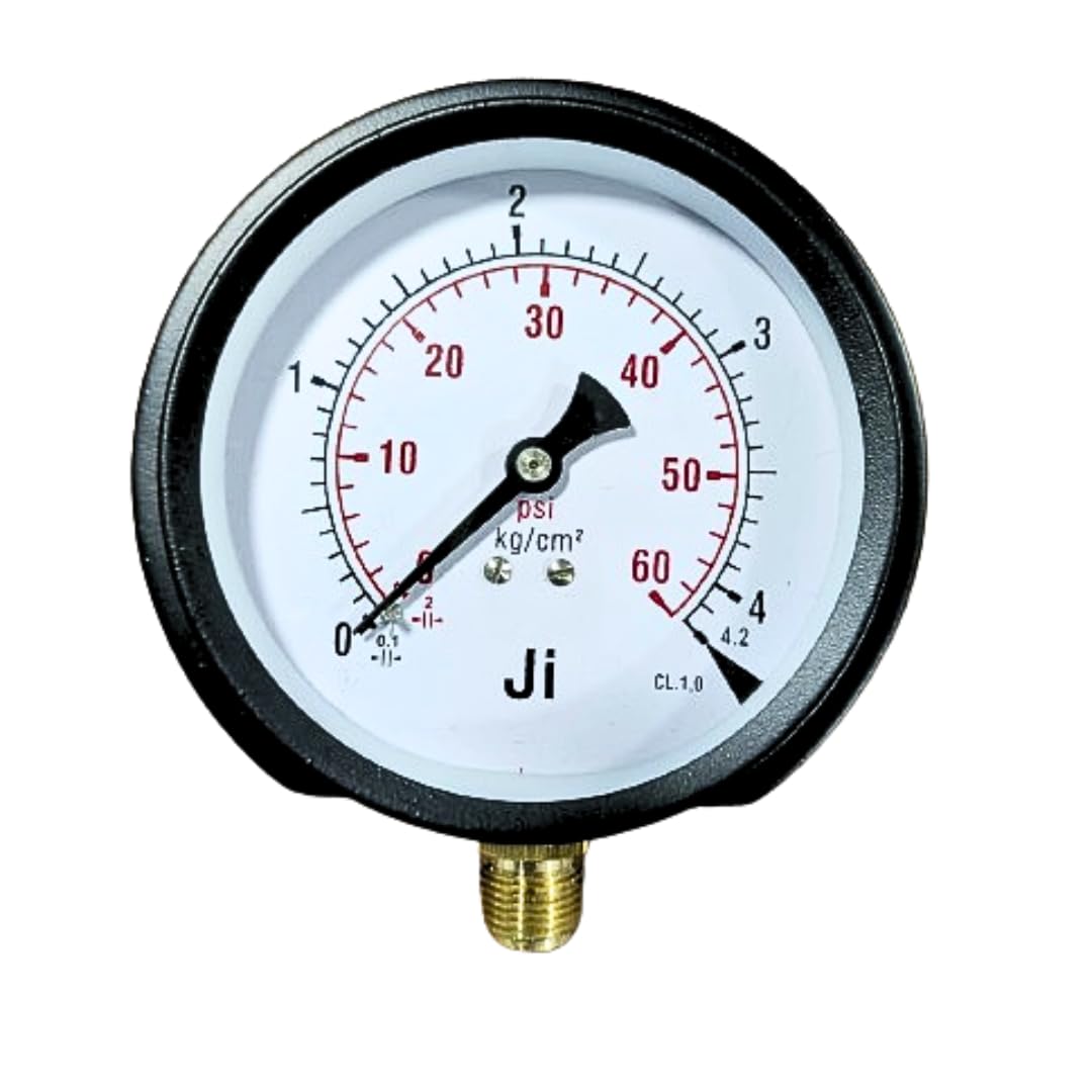 "Ji" Japsin Instrumentation Pressure Gauge, 4" Dial, Range 0-4.2 kg/cm2 with Dual Scale of 60 PSI, Surface Mounting Bottom Entry, 3/8" BSP (M) Connection, MS Case & Brass Internals - Process Control (B09ZDZ5RYD) Amazon Price History, Amazon Price Tracker
