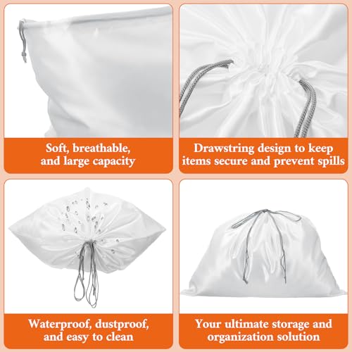 10 Pcs Dust Bags for Purses and Handbags, Silky Satin Dust Cover Dustproof Drawstring Bag White Travel Storage Pouch for Handbag Purse Shoes Boots 19.6 × 15.7 Inch3