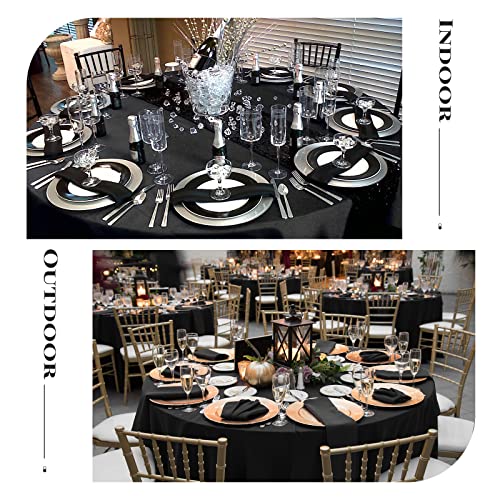 Teruntrue 8 Packs Round Tablecloths 60 Inches Black Polyester Fabric Circular Table Cloth Stain And Resistant Wrinkle Washable Table Cover For Wedding,Parties,Banquet, Holiday,Dinner Tables Decorate #TOP3