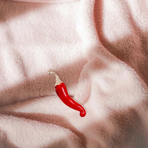Image of Elegant Red Pepper Vegetable Brooches Pins Fashion Beautiful Enamel Crystal Vegetable Brooch for Party Dance Wedding Banquet for Women Girl Gift