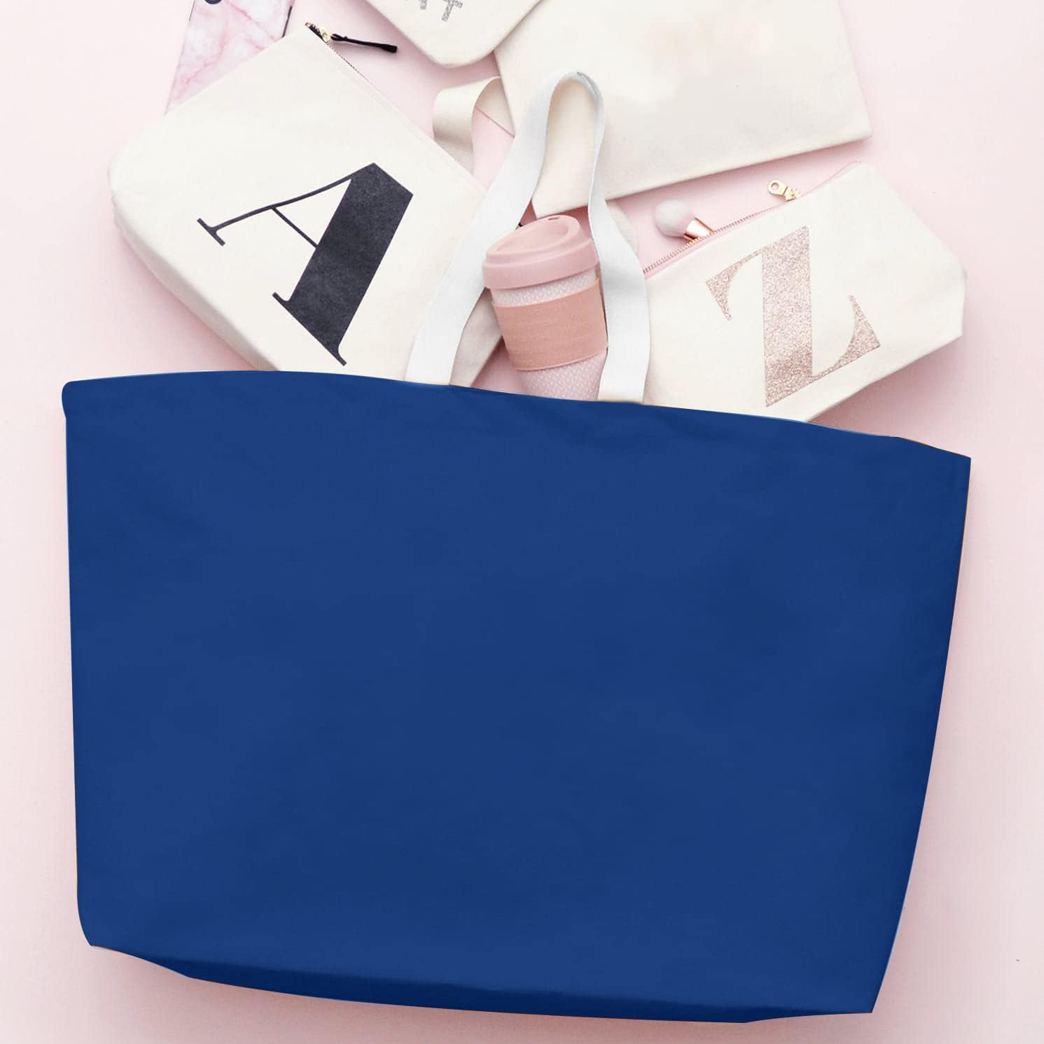 Large Canvas Tote Bag-Extra Big Shopping Beach Totes Bags Reusable Largest Grocery Plain Solid Bag 28"x8"x16" - Image 2