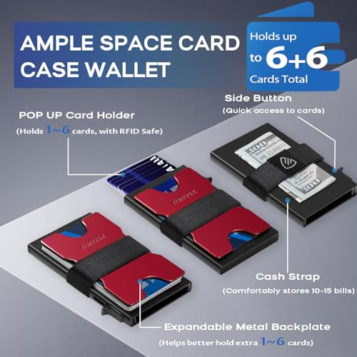 Image of RUNBOX Slim Wallet for Men, RFID Aluminum Pop-Up Card Holder for 12 Cards