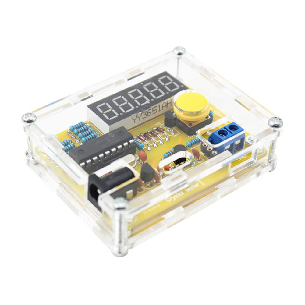 Module de Compteur de Fréquence 1Hz-50MHz Module de Testeur D'oscillateur à Cristal Kit de Bricolage avec Boîtier Jaune