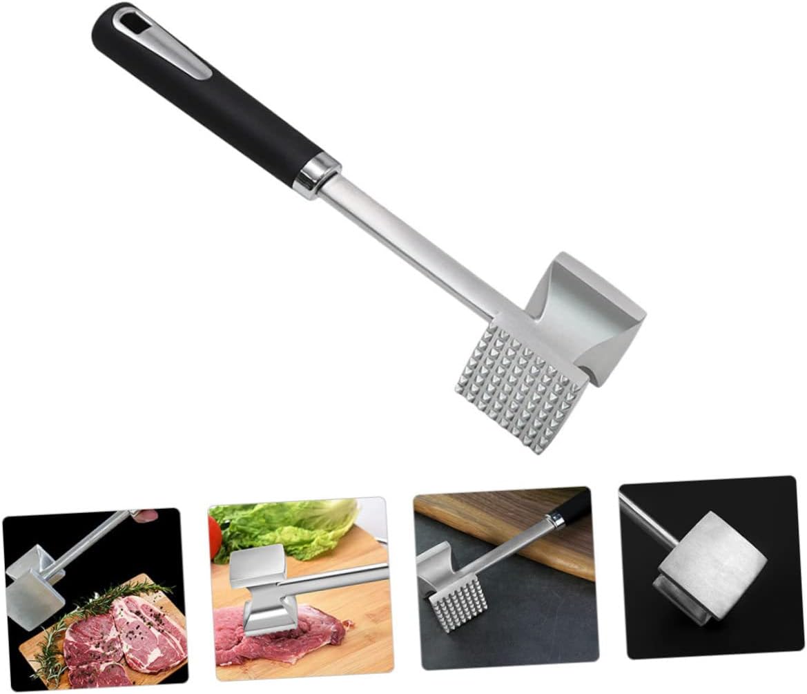 PRETYZOOM 1pc Stainless Steel Meat Tenderizer Hammer Double-sided Beef Mallet Meat Tenderizing Tool for Hanging Storage