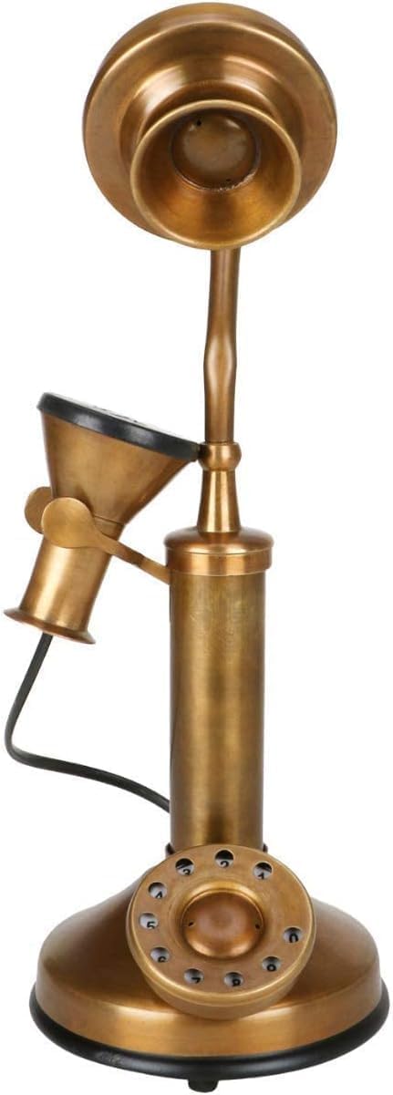 Handmade Antique Candlestick Phone Decorative Miniature Teble Top Non-Working Telephone