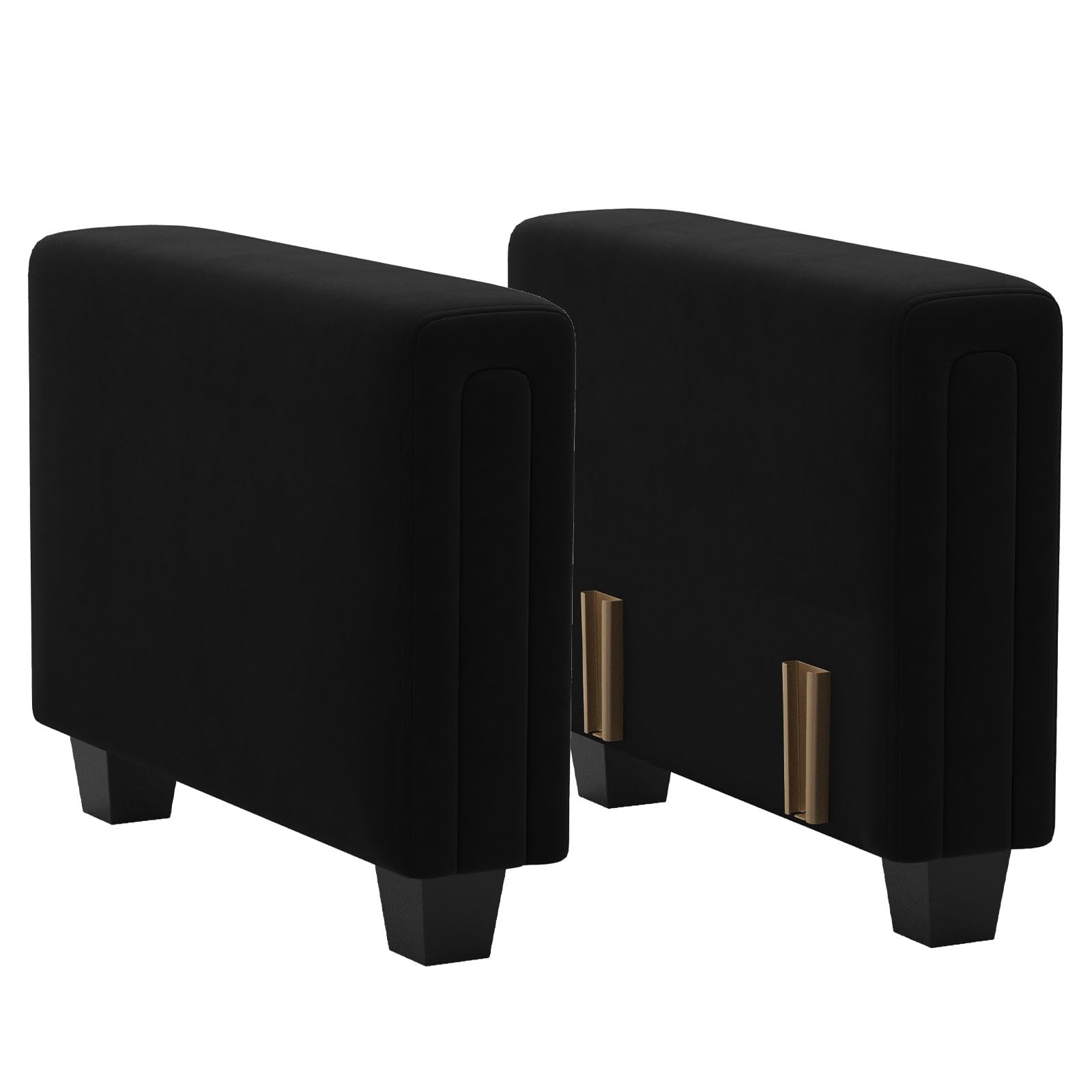 Belffin Side Armrest Module Part for Modular Sectional Sofa Black