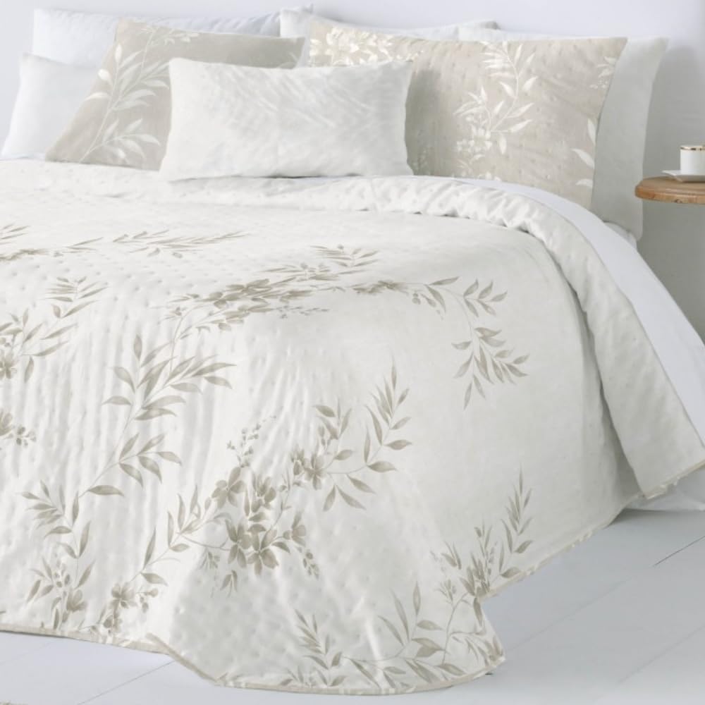 Fundeco Colcha bouti Modelo July Reversible para Primavera Verano (Beige, Cama 150/160 (250 x 270 cm.))