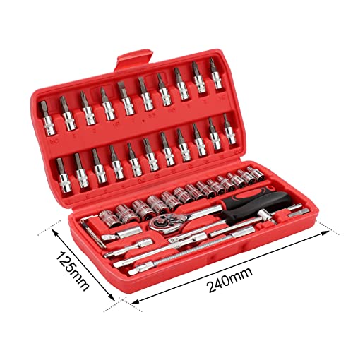 46Pcs Socket Wrench Set Ratchet Wrench 1/4" Drive Socket Wrench Driver Bits Set Flexible Extension Rods for DIY Home Car Repair 2 46Pcs Socket Wrench Set Ratchet Wrench 1/4" Drive Socket Wrench Driver Bits Set Flexible Extension Rods for DIY Home Car Repair - Image 2