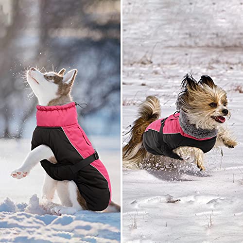 Dentrun Winter Warm Dog Coat Windproof Cozy Dog Jacket Cold Weather Thick Fleece Vest Water Repellent Apparel With Harness/Leash Hole & Reflective For Outdoor Small Medium Large Dogs #TOP7