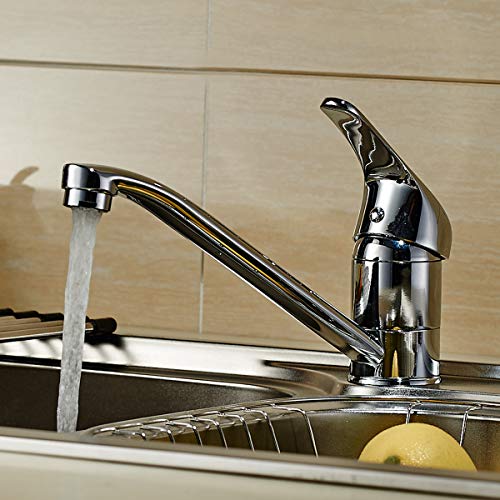 Rovate Classic Single Handle Kitchen Sink Faucet, Brass 360 Degree Swivel Single Hole Mixer Faucet, Chrome #TOP2