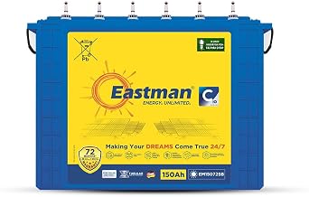 Eastman EM15072SB | Eastman 150Ah Tall Tubular Solar Battery | Warranty 72 (36+36) Months for Home & Office