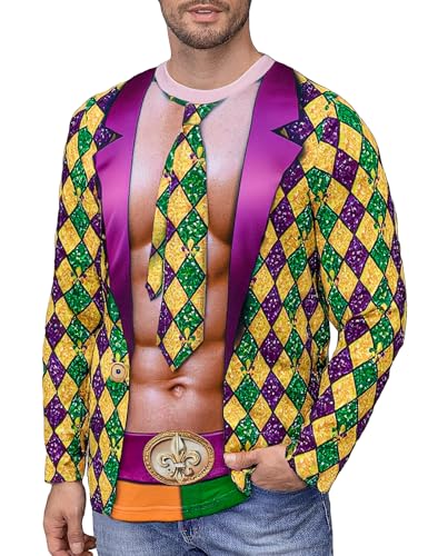 Funny World Muscle Fit - Camisetas para hombre con estampado 3D novedoso de abdominales falsos, Rómbico., Medium