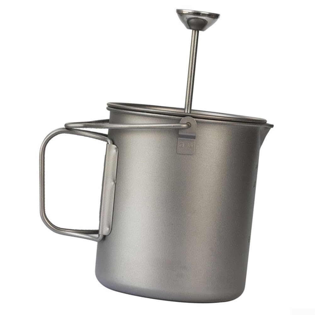 Prensa de café portátil de 750 ml para prensa francesa al aire libre, cafetera manual compacta con filtro de malla fina, ideal para acampar y senderismo, olla gris de 3.7 x 4.3 pulgadas
