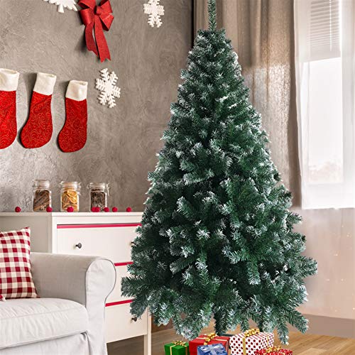 6FT Artificial Christmas Tree with Snow-Tipped Branches, 650 Hinged PVC Tips, Stable Iron Stand, No-Mess Design for Easy Cleanup