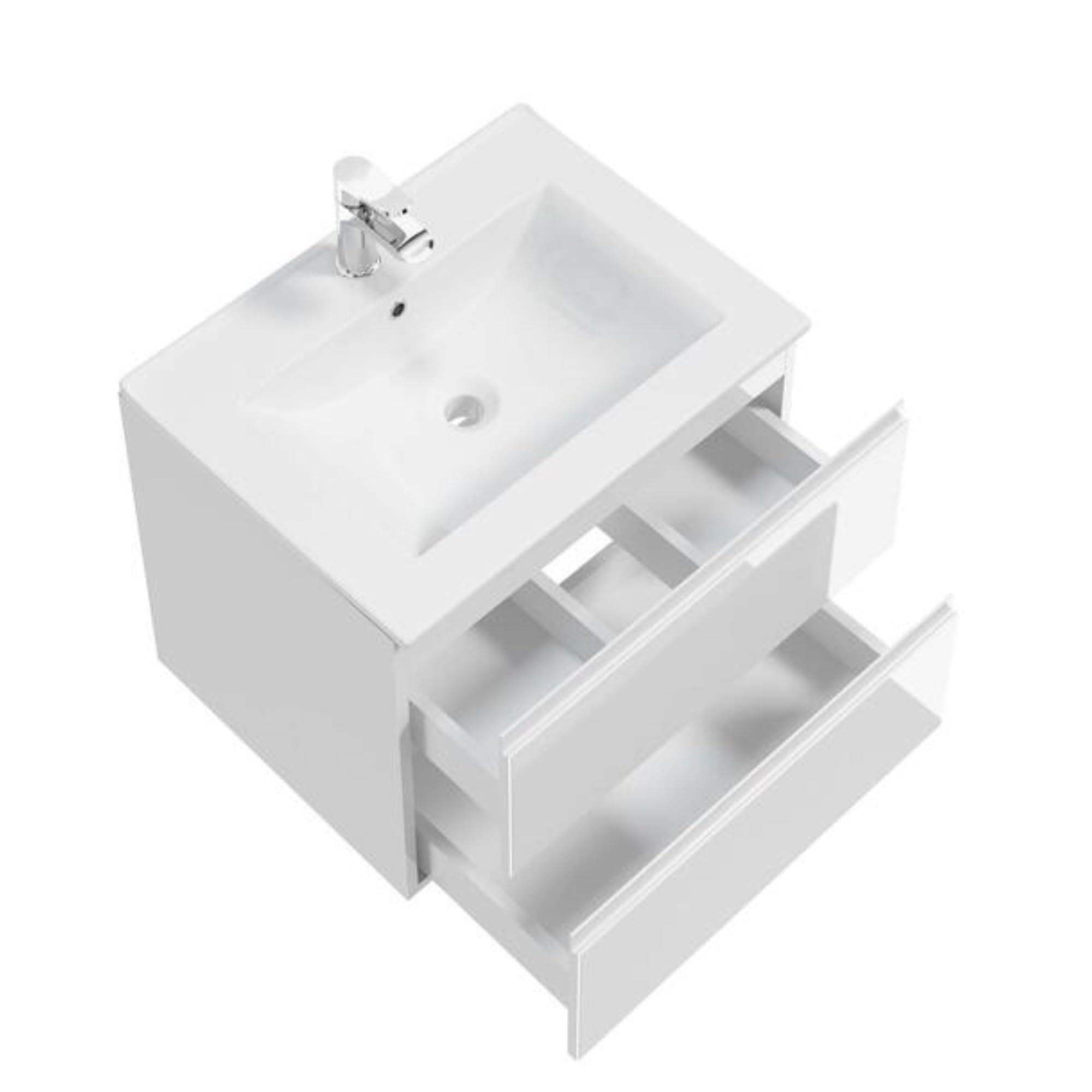 .Deftrans waschbeckenunterschrank hängend mit schubladen weiß 60 x 50 x 46 cm, waschtischunterschrank, badunterschrank waschbecken wandschrank ohne waschtischplatte