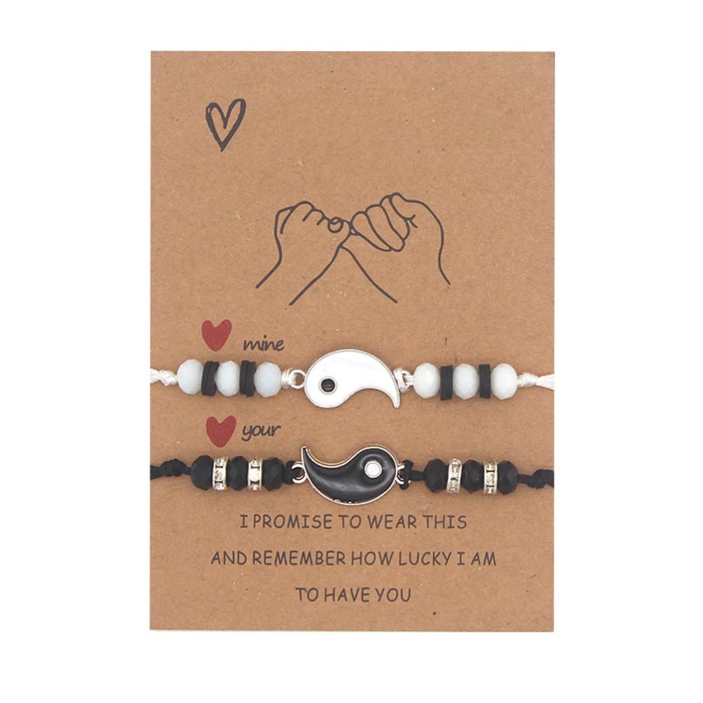 GenericGeneric 2Pcs Tai Bracelet Yin Yang Couple Bracelets Adjustable Cord Bracelet Couples Tai Bracelet Clothing Jewelry
