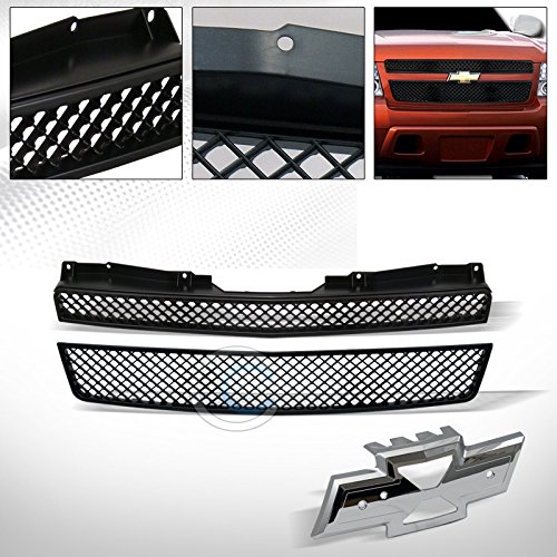 R&L Racing Front Grill Gaurd Mesh Cover Compatible With 2007-2014 For Chevy Tahoe/Suburban/Avalanche | Black Finished Luxury Mesh Style Car Hood Bumper Grille #TOP1