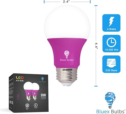 Miniatura 2 de BlueX - Paquete de 2 bombillas LED A19 (9 W, equivalente a 60 W), base E26, luz azul, decoración de fiestas, porche, iluminación del hogar,