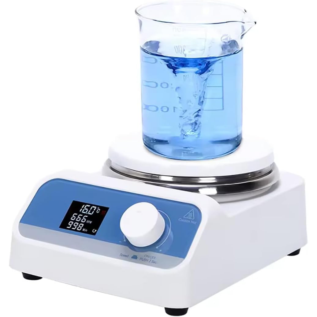 Placa caliente agitadora magnética digital, 200-1500 rpm, calefacción de alta temperatura de 280 °C, sensor de temperatura, soporte de soporte, temporizador de 1 a 999 minutos para uso en laboratorio