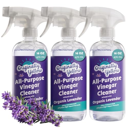 Originally Yellow Lavender distilled white vinegar for cleaning purpose Spray | Cleaning Vinegar For home | Living Room, Bathroom, & Kitchen | Plant-Derived All Purpose Cleaner Spray | 3 Pack