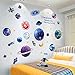 Quanhaigou Blue Purple Galaxy Wall Decals, Removable Sticker,The Art Magic 3D Milky Way Cosmic Stars Spacecraft Dreamscape Home Decor for Bedroom Living Room Floor Ceiling Kids Room