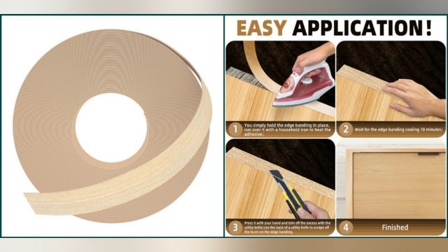 Image of GSCIT Club Maple Edge Banding, 1 1 /2 inch x 25ft Wood Edge Banding Pre-glued Flexible, Veneer Tape Banding for Cabinet