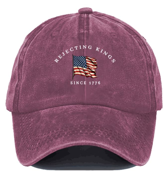 Image of Rejecting Kings Since 1776 Hat, No Kings in America Cap Funny Graphic Baseball Caps
