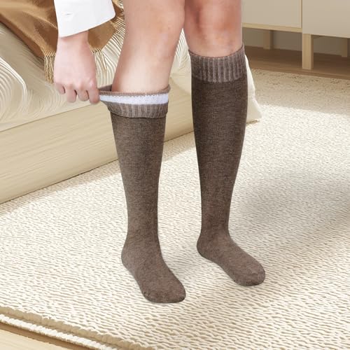 6 Pairs Warm Knee High Socks for Women Cotton Thick Stockings Thermal Socks Winter Warmers Accessories3
