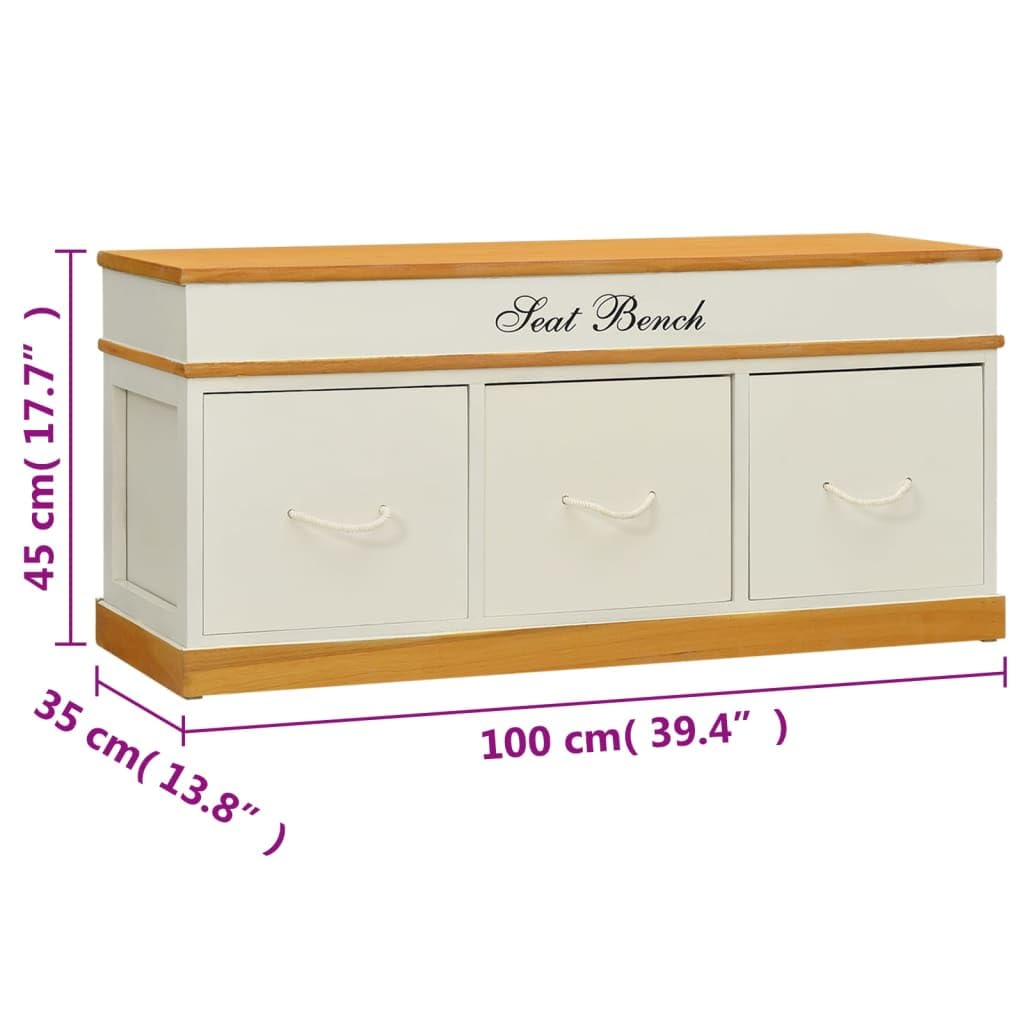 Sitzbank mit Stauraum Schuhschrank Flurbank mit 3 Schubladen - Robuste Holz Sitzbank für Garderobe, Veranda und Schlafzimmer - Organizer Aufbewahrungsbank mit hoher Tragkraft