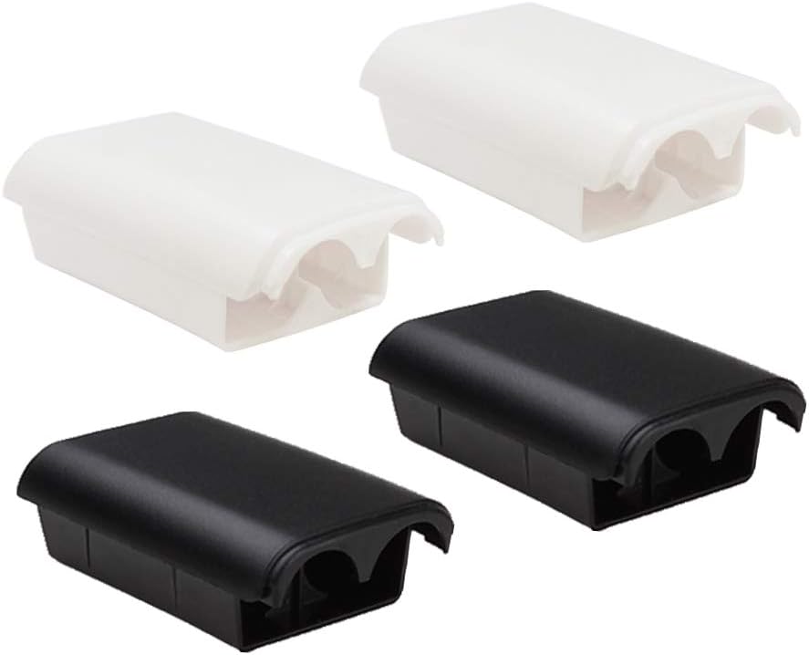Battery Pack Cover for Xbox 360 Controller, Hukado 4 Pack Replacement Battery Cover Shell Case Compatible with Xbox 360 Wireless Controller (Black and White)